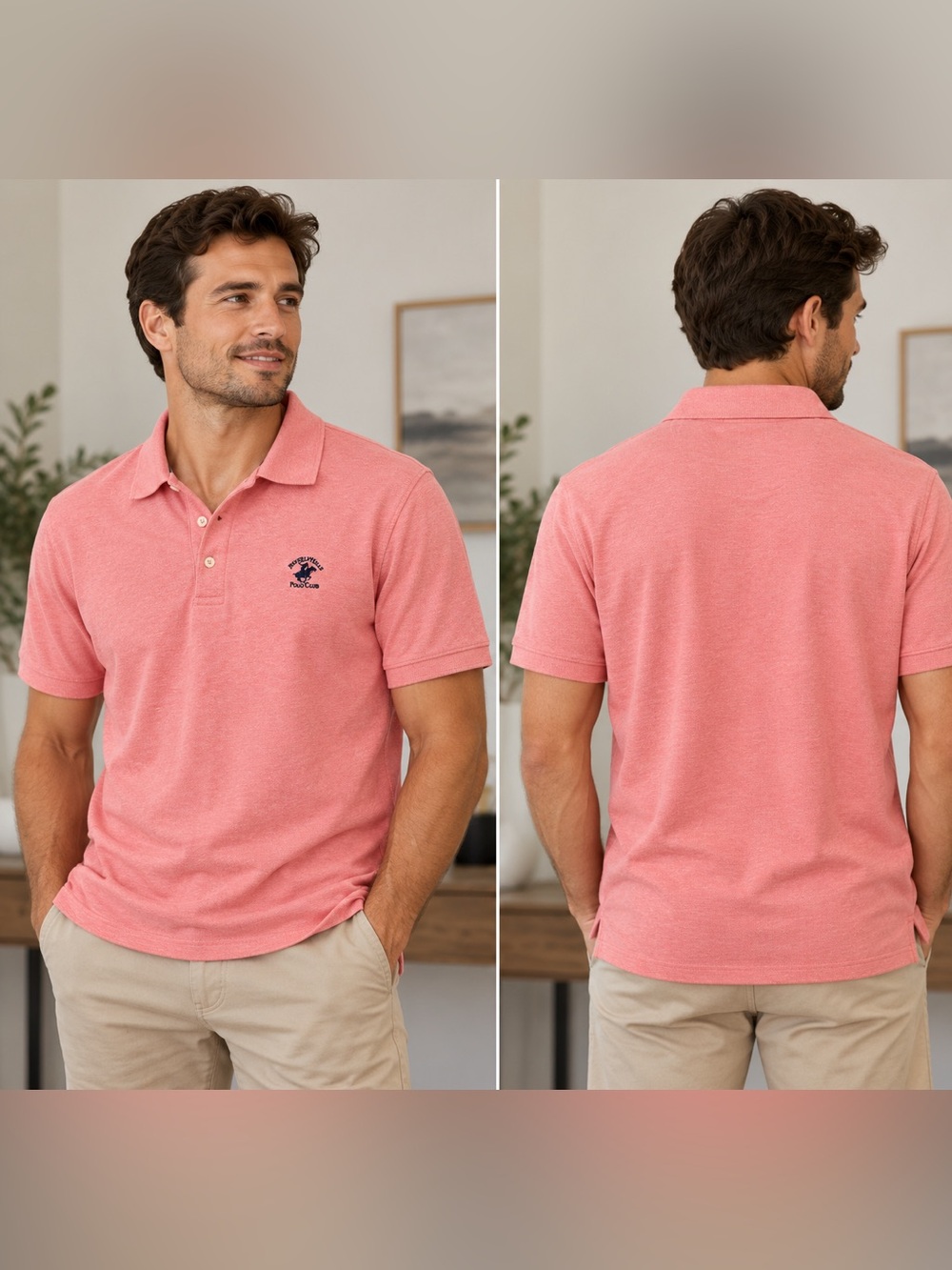 Beverly Hills Polo Club Men’s XL Pink Polo Shirt 60/40 Cotton Blend